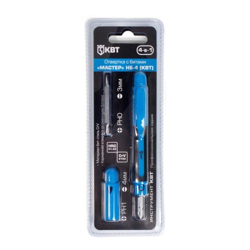 Отвертка карманная с битами КВТ НБ-4  картинка